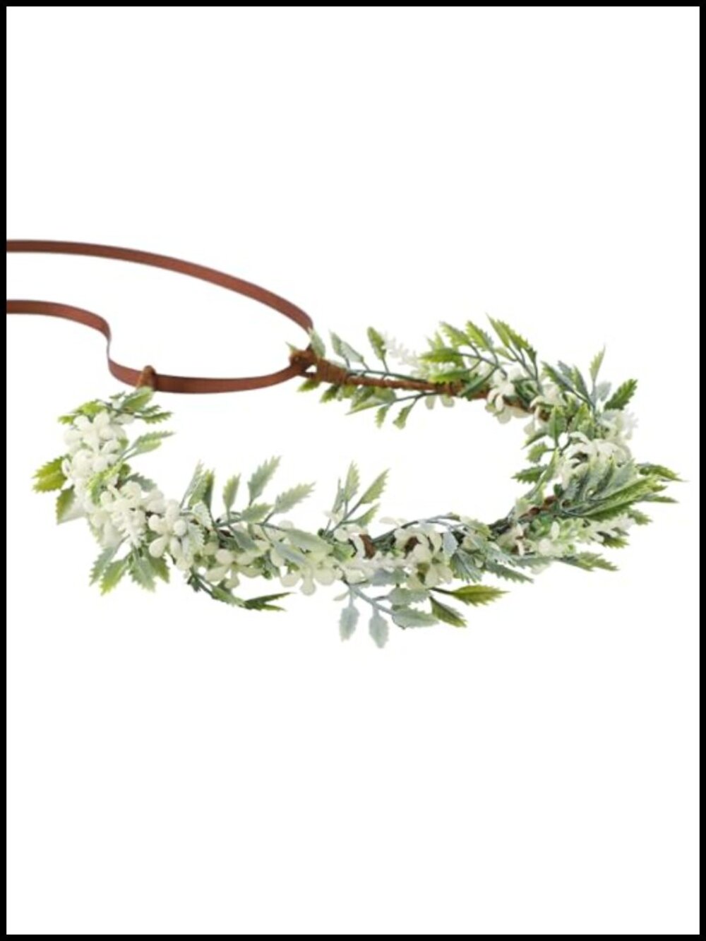 Boho Flower Crown Headband Handmade Green Leaf Floral Bridal Headpiece